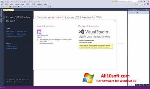 Screenshot Microsoft Visual Studio Windows 10