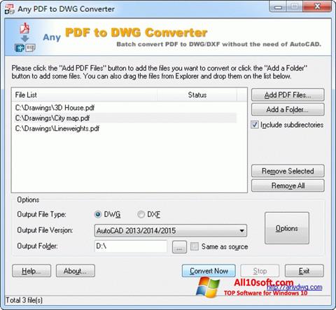 Screenshot PDF to DWG Converter Windows 10