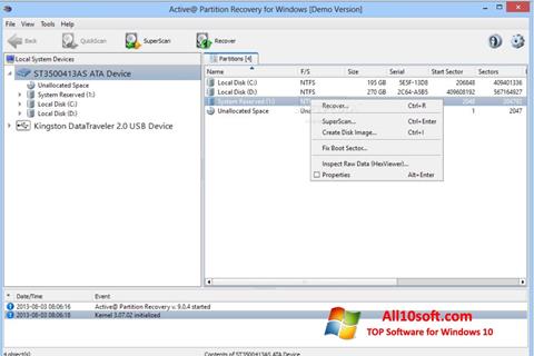 Screenshot Active Partition Recovery Windows 10