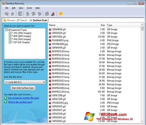 Screenshot Pandora Recovery Windows 10