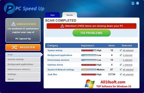 Screenshot PC Speed Up Windows 10
