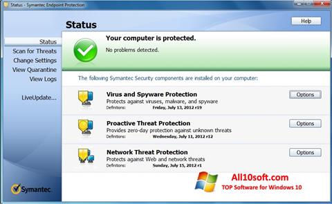 Screenshot Symantec Endpoint Protection Windows 10