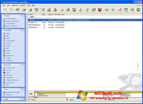Screenshot Acronis Disk Director Windows 10